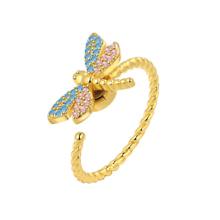 Wholesale Stress Relief Stackable Spinner Fidget Dragonfly Rings for Anxiety Adjustable Open Ring Women Men Girl Jewelry Gift