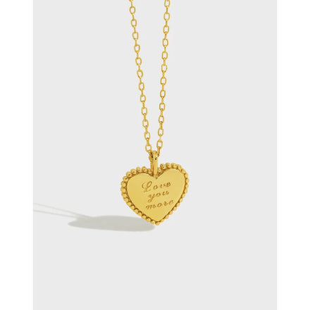 925 Sterling Silver Fashion Heart Necklace Gold Men Necklace Love You More Pendant Couple Necklaces for Women