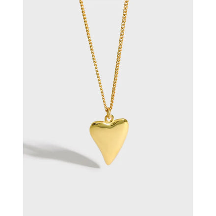 S925 Sterling Silver Heart Necklace Ornament INS 18K Gold Men Necklace Cool Glossy Lover Couple Necklace for Women Men