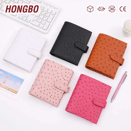 Ins Hot Portable 6 Rings A7 Ostrich Leather Budget Binder Planner As Money Binder Organizer & Planner Set