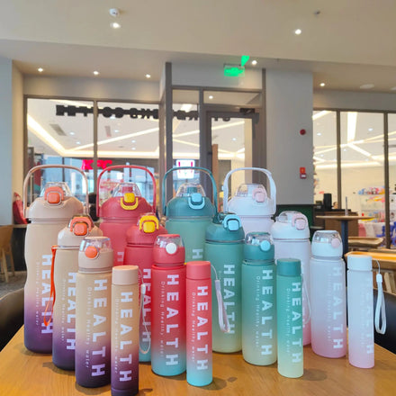Custom 4 Pcs in 1 Set 3.3L Gradient Color Motivational Hiking Water Bottle With Straw Lid Large Capacity