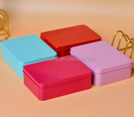 Square Fashion Empty Tinplate Tin Box Red Purple Blue Cans Candy Packing Box