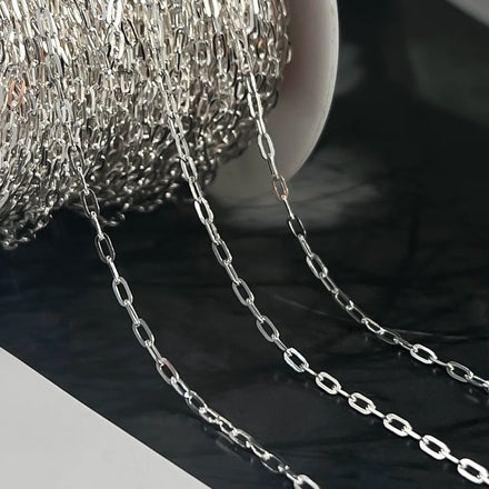 New Anti Tarnished 1.75mm Jewelry Oval Paperclip Bulk Chain for Women Bracelet Necklace Making 925 Sterling Silver Chains
