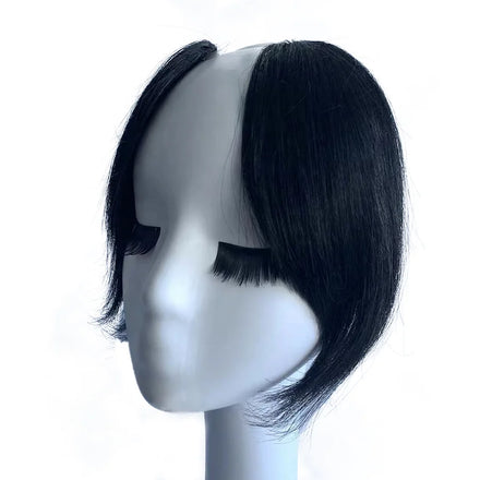 HQ High Density Invisible Hair Bangs Split Sides Wig Patch Women's Human Hair Piece Bangs Wigs Clip Patches
