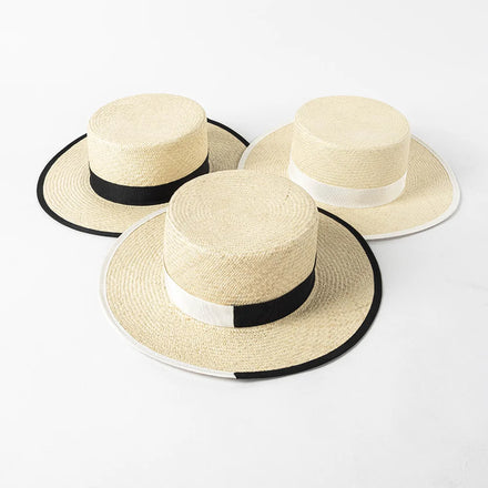 Wholesale New Arrival Summer Luxury Natural Straw Hat Custom Women Men Beach Hat With Two Tone Ribbon