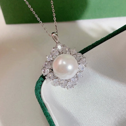 P1590 11-12mm DIY Natural Freshwater Pearl Charm Pendant Necklace Accessory 925 Sterling Silver Jewelry for Women Without Chain
