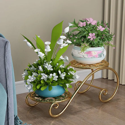 Iron Art Floor Type Plant Support European Household Balcony Flower Rack Multi-functional Indoor Living Room Storage Rack