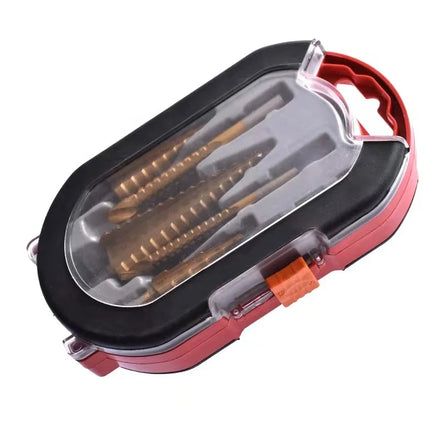 Step Drill Bit Set Automatic Center Punch Titanium Coated High Speed Steel Short Length Drill Bits Set Aluminum Case