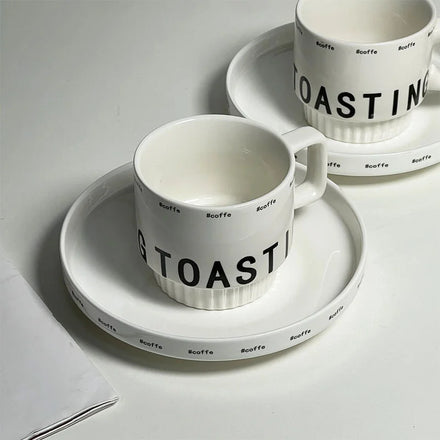 Ins Korea Hot Selling Alphabet Ceramic Latte Cup Creative Breakfast Milk Stacked Mug