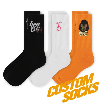 FREE DESIGN & MOCKUP Customized Men Socks Custom Men Crew Cotton Print Socks Custom Design Logo Men Sock