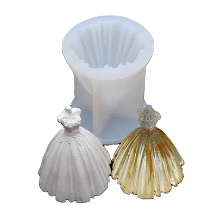 3D Bride Dress Silicone Candle Soap Mold Casting Mold Candle Making Mould Wedding Dress Resin for Wedding Decoration Custom Logo