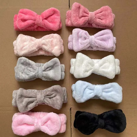 Hair Accessories Elastic Velvet Headbands Soft Fleece Bowtie Makeup Spa Headbands for Women