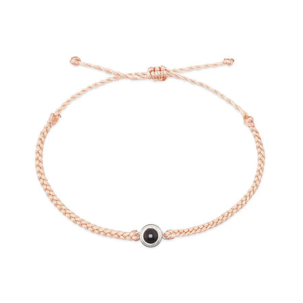 Hot Selling Stainless Steel Photo Projection Bracelet Multi-color Handmade Adjustable Braided Rope Bracelet Valentine's Day Gift