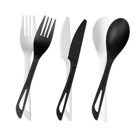 PLA Biodegradable Eco-Friendly Disposable Cutlery Set Really Compostable Knife Fork Spoon for Dinner Takeaway or Parties