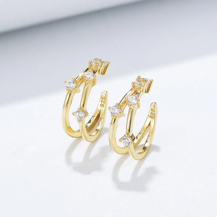 Fantasy Jewelry Vendors Psj S 925 Sterling Silver 14k Gold Plating Bling Cubic Zirconia Cuff Earrings for Women Girls