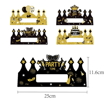 2025 New Year Adjustable Paper Cone Hat Modern Style Crown Hats for Adults and Kids for Party Favors