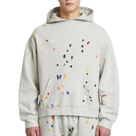 Men's 100% Cotton Custom Logo Blank Drop Shoulder Hoodies Hooded Oversize Pullover Paint Heavyweight Autumn ODM Hoodie
