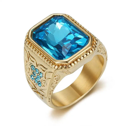 Wholesale Retro Style Titanium Rings for Men 18K Gold Plated Trendy Fashion Jewelry Gift