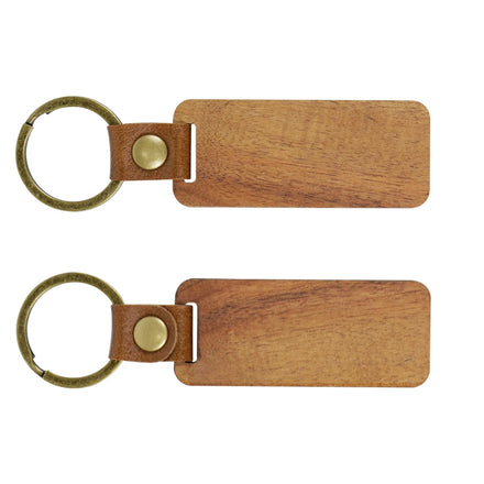 Koa Wood High Quality Leather Metal Ring Wooden Key Chain Blank Wooden Key Accessories Key Chain Pendant