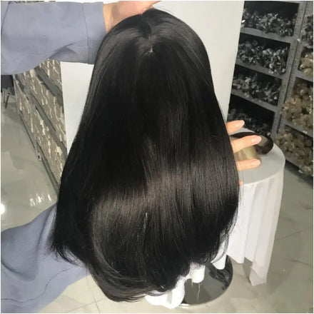 Vendors Cuticle Aligned Natural 1B Color in Stock 7x8 Silk Base Topper Unprocessed Raw Hair Toupee