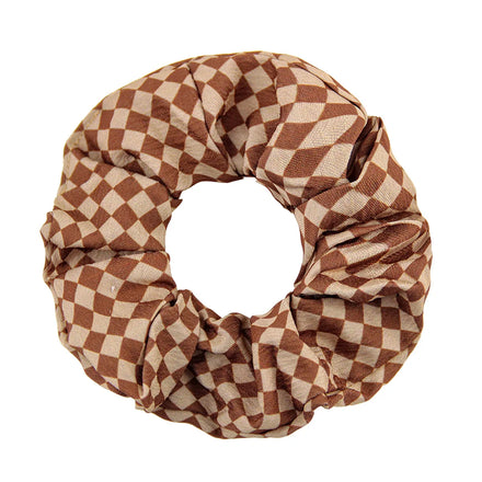 Genya Large Hair Scrunchies Black and White Checkered Hair Accessories for Women Girl Ponytail Holders Plaid Scrunchies