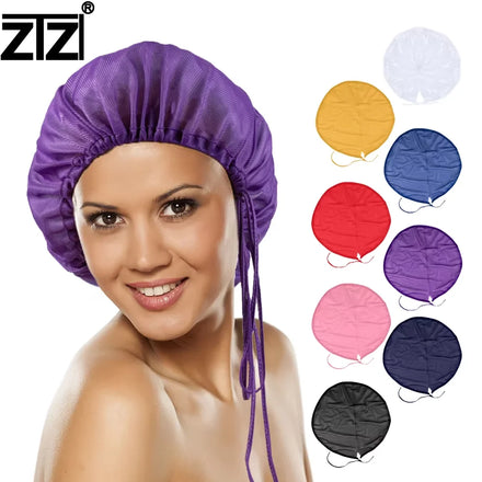 ZTZI Wholesale Satin Bonnet Hat with Drawstring and Tie for Women's Sleeping Hair Protection Hair Bonnet