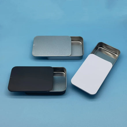 100ml 3oz Custom Logo Emboss Foam Insert Rectangular Black White Metal Push-pull Slide up Tin Geometry Box