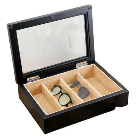 4-Grid Simple Wooden Windowed Glasses Case Myopic Sunglasses Storage Box for Jewelry Packaging & Display Jewelry Case