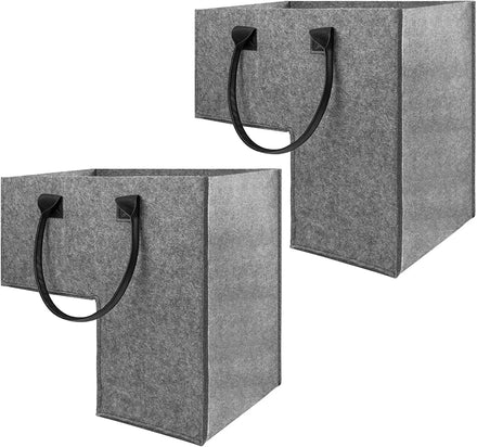 Foldable Felt Storage Collapsible Bin Felt Laundry Storage Basket with Leather Handle Felt Laundry Storage Basket