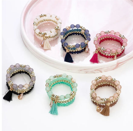 Moda Bohemia Pulsera Set Elastica De Varias Capas Hecha a Mano Pulsera De Cuentas Mujer Al Por Mayor