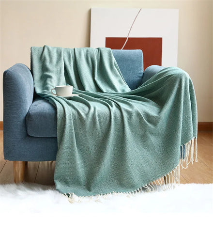 Modern Luxury Style Sofa Blanket Cover Blanket Woven Geometric Rhomboid Fringe Blanket for Winter