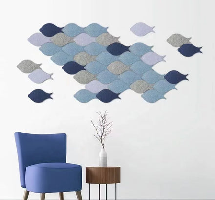 Wholesale Price Wall Decoration Bulletin Boards Fish Shape Felt Pin Board Felt Cork Board for Office Home Felt Wall Tiles