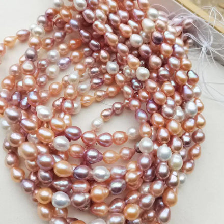 AAA Wholesale Price AK Pearl 1 Sale Natural Small Size Baroque Freshwater Drop Shape Pearl Strand Mix Color for Jewelry Making