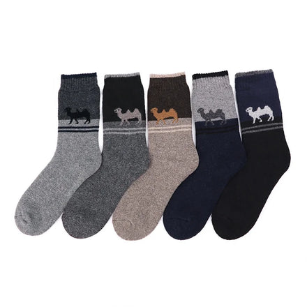 Wholesale Winter Vintage Camel Pattern Crew Socks Men Thick Terry Warm Cashmere Wool Socks