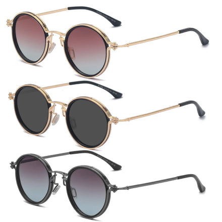 New Arrival Custom Logo Punk Retro Small Round Vintage Woman Man Polarized Sunglasses Shades