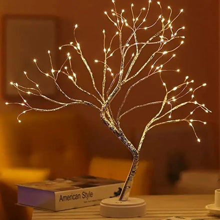 Tree Light 108 LED Copper Wire String Lights Fairy Spirit Night Light Battery/USB Operated for Bedroom Desktop Christmas