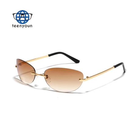 Teenyoun Metal Small Fashion Future Sense Cycling Pc Wholesale Women Mens Rimless 2023 Sun Glasses Sunglasses