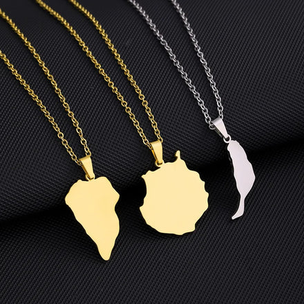 Stainless Steel Islas Canarias Gran Canaria Isla De Fuerteventura La Gomera La Palma Lanzarote Tenerife Flag Map Chain Necklace
