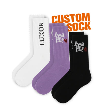 FREE DESIGN & MOCKUP Custom Own logo Men Socks Customized Cotton Crew Men Socks Custom Socks Oem