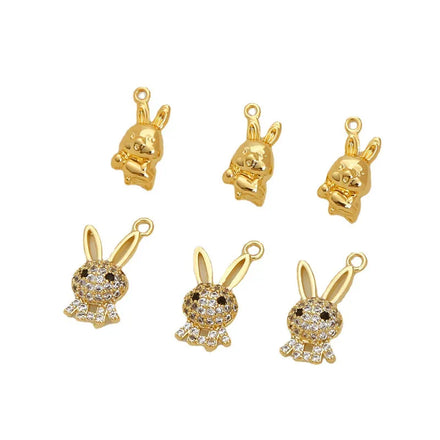 Hot Sale Zircon Rabbit Theme Charms Antique 18K Electroplating Charms Pendants for Jewelry Making