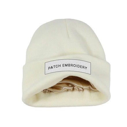 Wholesale Unisex Argyle Image Design Knit Beanie Hat Multi-Color Satin Silk Lined Winter Custom Logo for Beach Business Travel