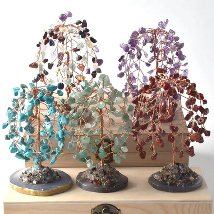Natural Stone Gemstone Crystal Crafts Rose Quartz Jewel Trees Amethyst Crystal Tree Souvenirs