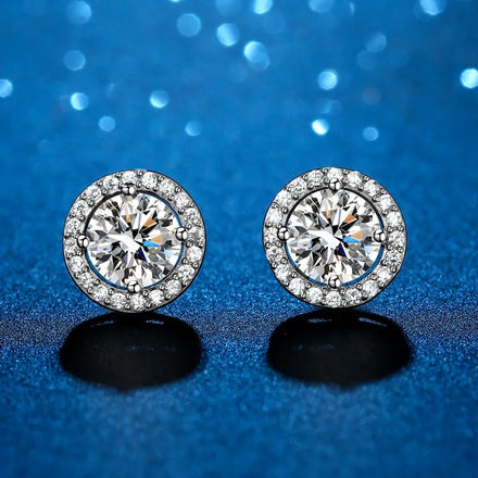 SC Wholesale Fashion Shiny Zircon Earrings Luxury Diamond 1CT Moissanite Earrings S925 Sterling Silver Stud Earrings for Women