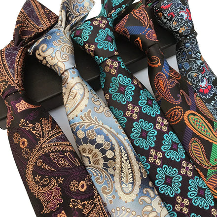 Vintage Floral Green Paisley Tie Luxury Unisex Polyester Wedding Dress Shirt Collar Neckwear Men's Cravat