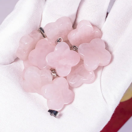 Natural Gemstone Clover Feng Shui Lucky Jade Stone Natural Gemstone Crystal Four Leaf Clover Necklace for Women Men