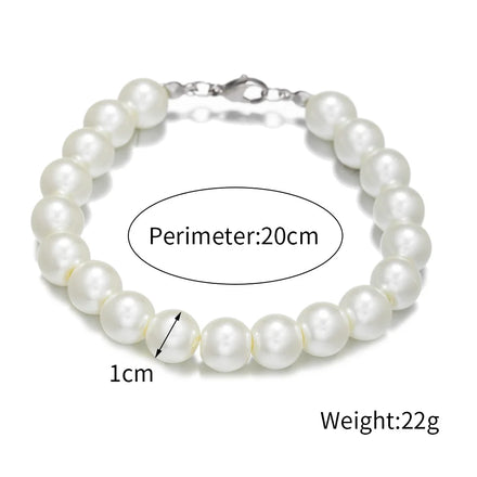 6/8/10mm Imitation Pearl Beaded Bracelet Trendy Unisex Adjustable Jewelry Gift for Anniversary