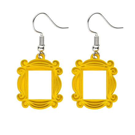 Creative Custom American TV Friends Yellow Picture Frame Best Friend Gift Pendant Earrings Acrylic Trendy Women's Drop Earrings