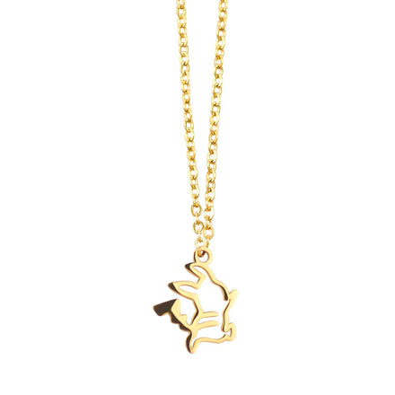 Mini Cute Cartoon Animation Pikachu Stainless Steel Clavicle Chain Hollow Pikachu Pendant Necklace for Men Women