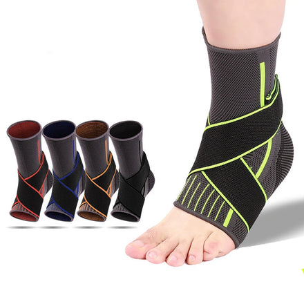Unisex Double Straps Fitness Athletic Elastic Breathable Knit Sports Compression Ankle Support Protection Guard Sleeve