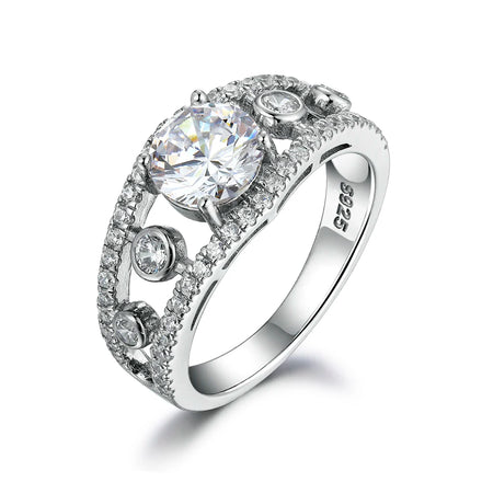 Luxury Cubic Zirconia Wedding Rings 925 Silver Plated Sparkling Diamond Ring for Women
